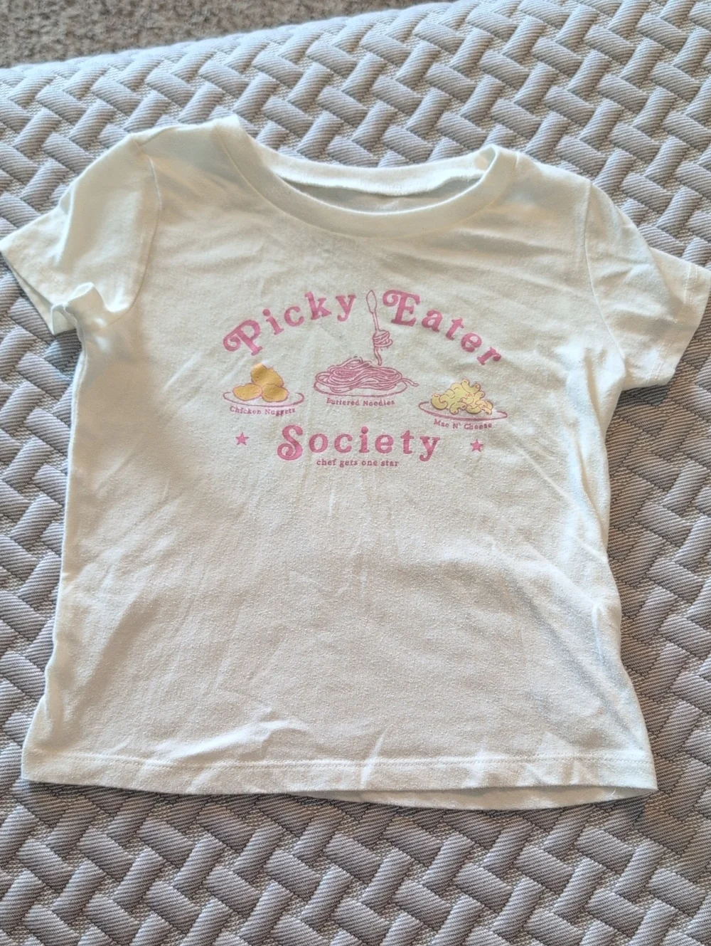 Carter's White Tee with Pink 'Picky Eater Society' Graphic